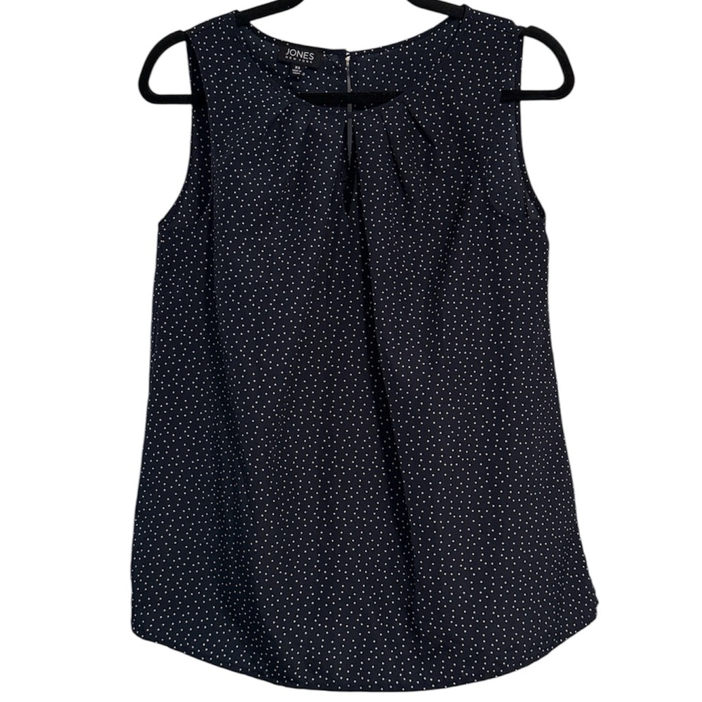🌻 Jones New York Navy Blue and White Polka Dot Blouse 🌻